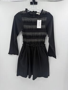 Sea New York Girls Mable Cambric LS Smocked Dress - Black - 12Y - New with tags